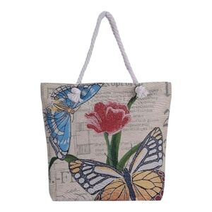 Floral Butterfly Tote Bag - Multicolor